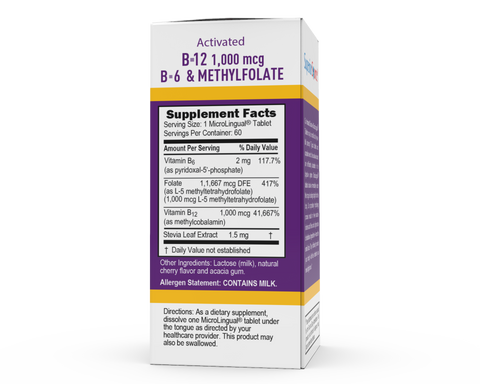 Superior Source NO SHOT Methylcolbalamin Activated B-12 1,000 mcg / B-6 (P-5-P) & Methylfolate 1,000 mcg