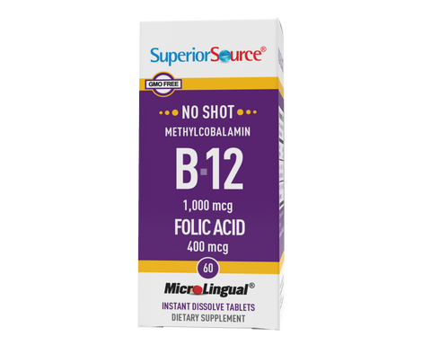 Superior Source NO SHOT Methylcobalamin B-12 1,000 mcg/ Folic Acid 400 mcg