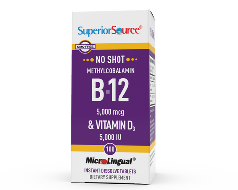 Superior Source NO SHOT Methylcobalamin B-12 5,000 mcg / D3 5,000 IU