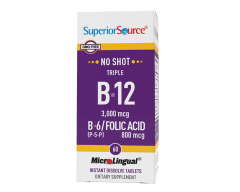 Superior Source NO SHOT Triple B-12 3,000 mcg / B-6 / Folic Acid 800 mcg