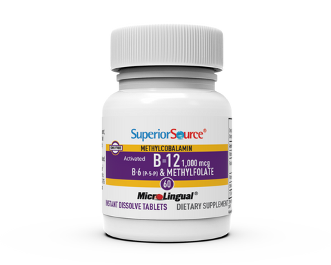 Superior Source NO SHOT Methylcolbalamin Activated B-12 1,000 mcg / B-6 (P-5-P) & Methylfolate 1,000 mcg