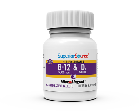 Superior Source NO SHOT Methylcobalamin B-12 5,000 mcg / D3 5,000 IU