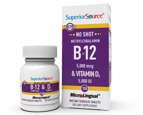 Superior Source NO SHOT Methylcobalamin Extra Strength B-12 10,000 mcg / B-6 / Folic Acid 1,200 mcg