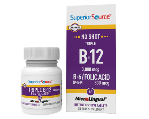 Superior Source NO SHOT Triple B-12 3,000 mcg / B-6 / Folic Acid 800 mcg