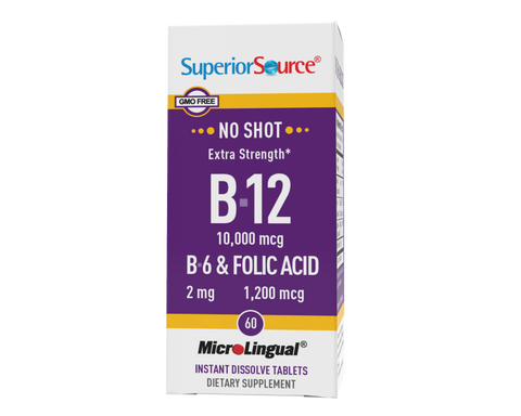 Superior Source NO SHOT B-12 10,000 mcg / B-6 / Folic Acid 1,200 mcg