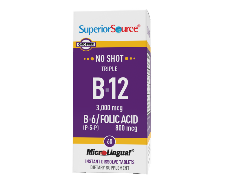 Superior Source NO SHOT Triple B-12 3,000 mcg / B-6 / Folic Acid 800 mcg